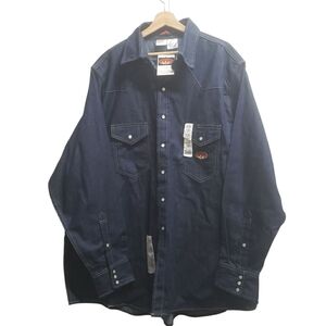 Rasco FR Shirt Flame Resistant Blue Denim Snap Close Pockets Size 3XL